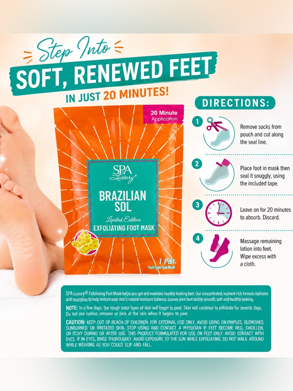 Limited Edition Luxury Brazilian Sol Exfoliating Foot Mask